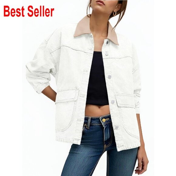 Jackets & Blazers - Oversized Denim Jacket Classic Y2K Streetwear Button Down Drop Shoulder